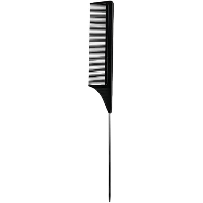 Comb Steel Pin Rat Tail Carbon Fiber Heat Resistant Teasing Combs with Stainless Steel Pintail- MODEL 06700 - Image 1